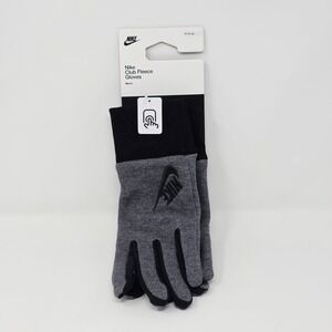 Nike‎ Club Fleece Winter Gloves Gray Black Men's Medium Touch Screen Compatible